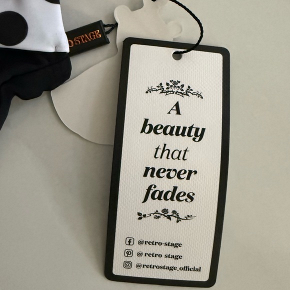 Brand New Retro Stage Black 1940S HALTER PATCHWORK ONE-PIECE SWIMSUIT - Medium - Picture 5 of 5